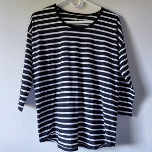Style & Co Petite sport (Petite Medium Black and white strips half sleeve)